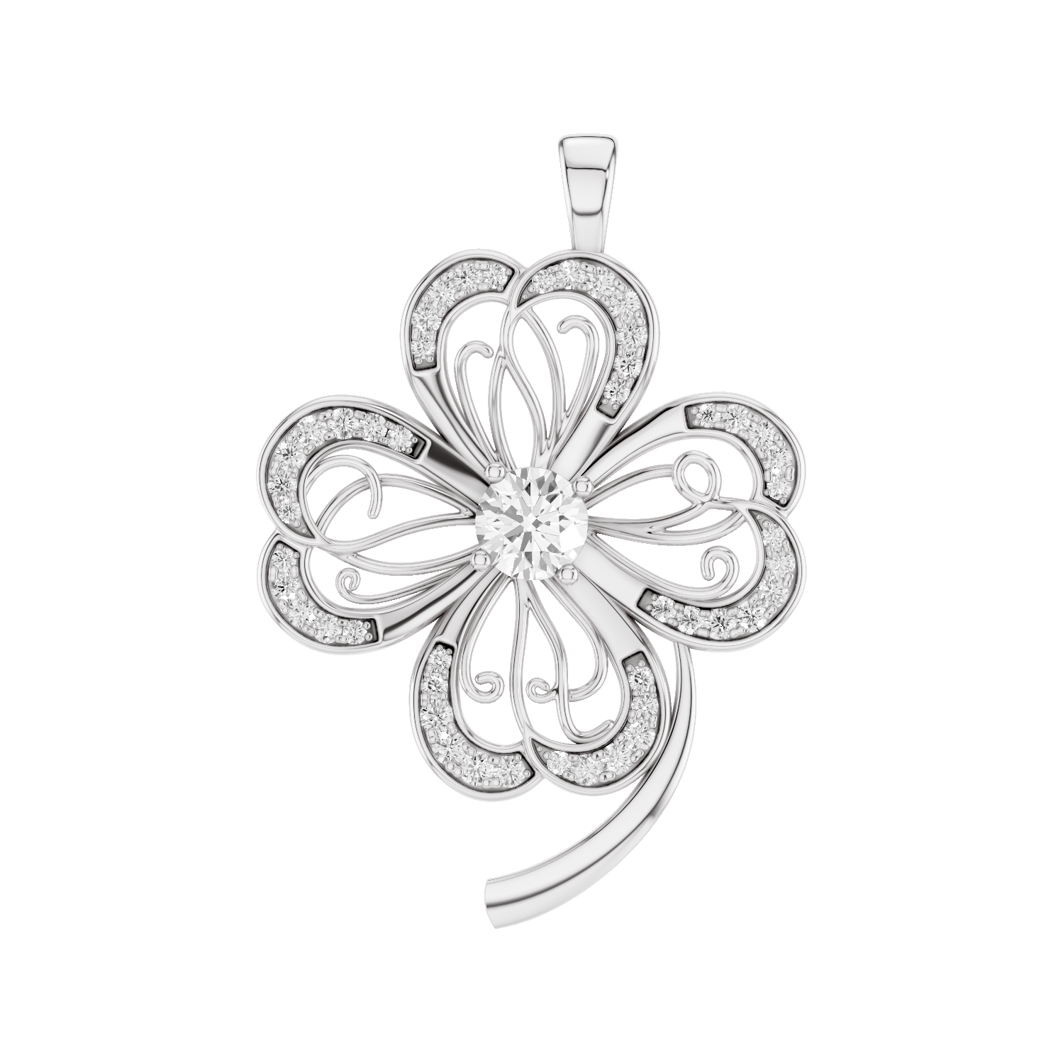 Faery, Clover Leaf Pendant, White Gold
