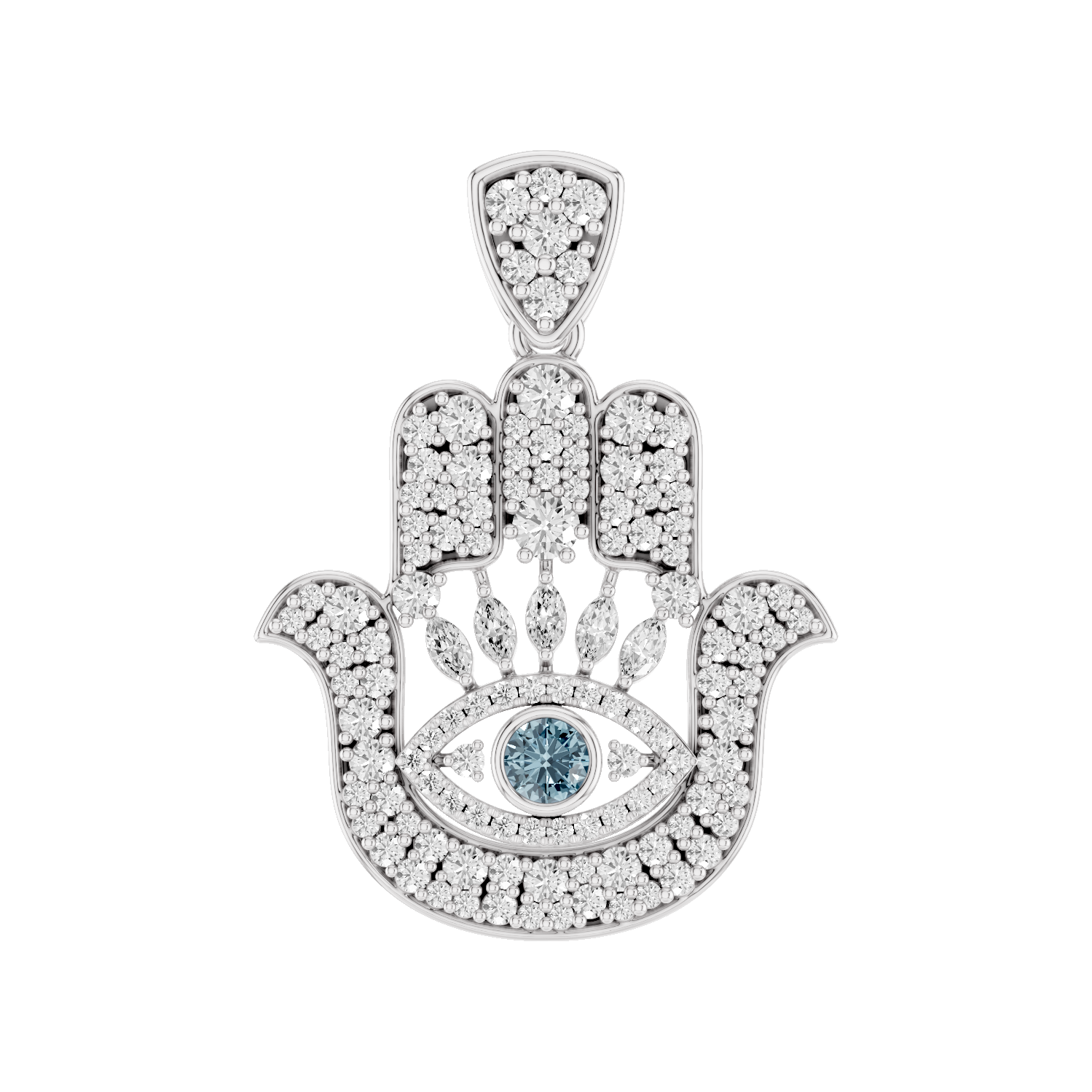 Hanzel, Hamsa Hand Pendant, White Gold