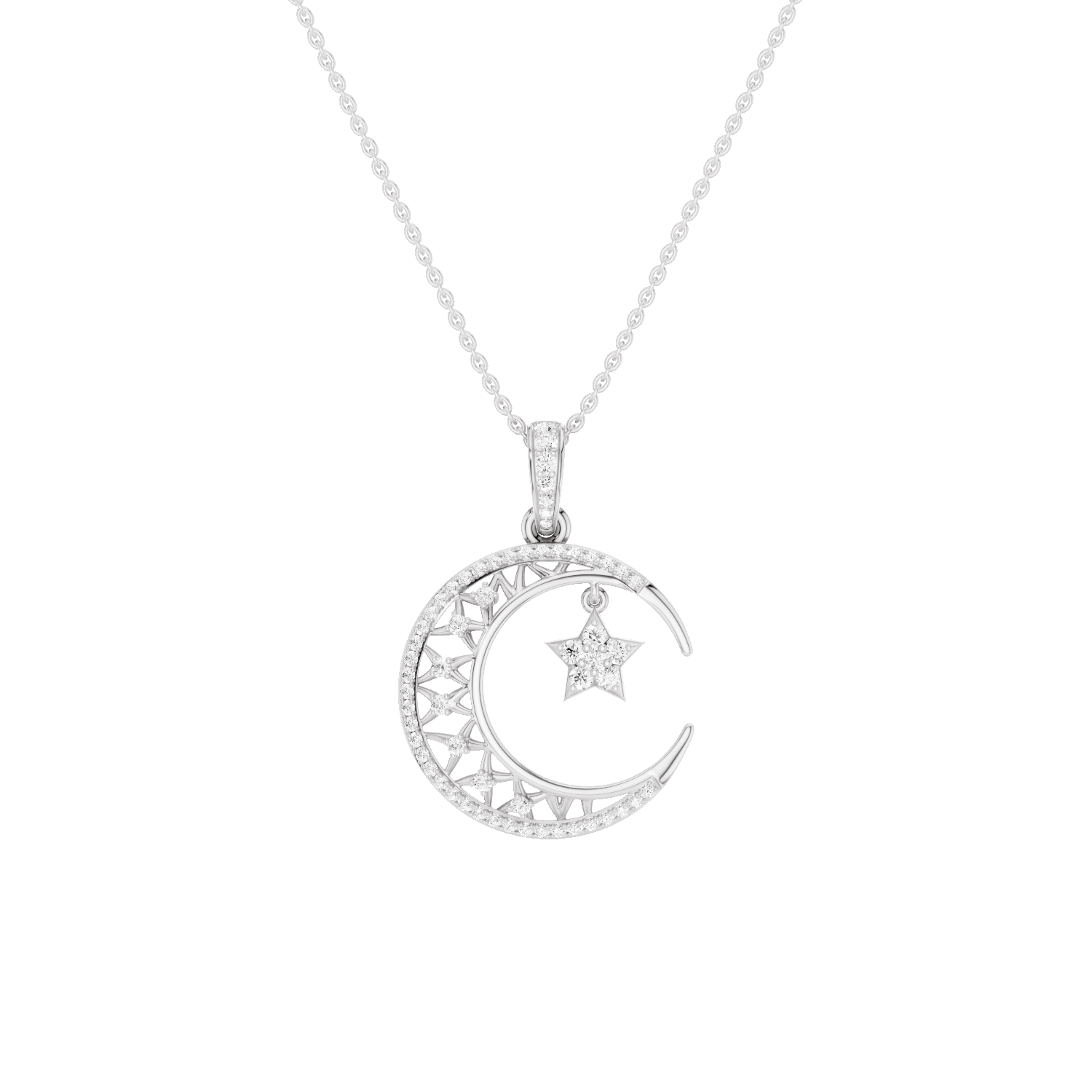 Moonveil, Moon Pendant, White Gold