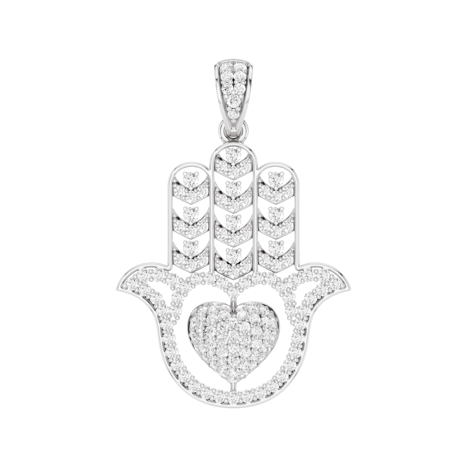 Mira, Hamsa Hand Pendant, White Gold