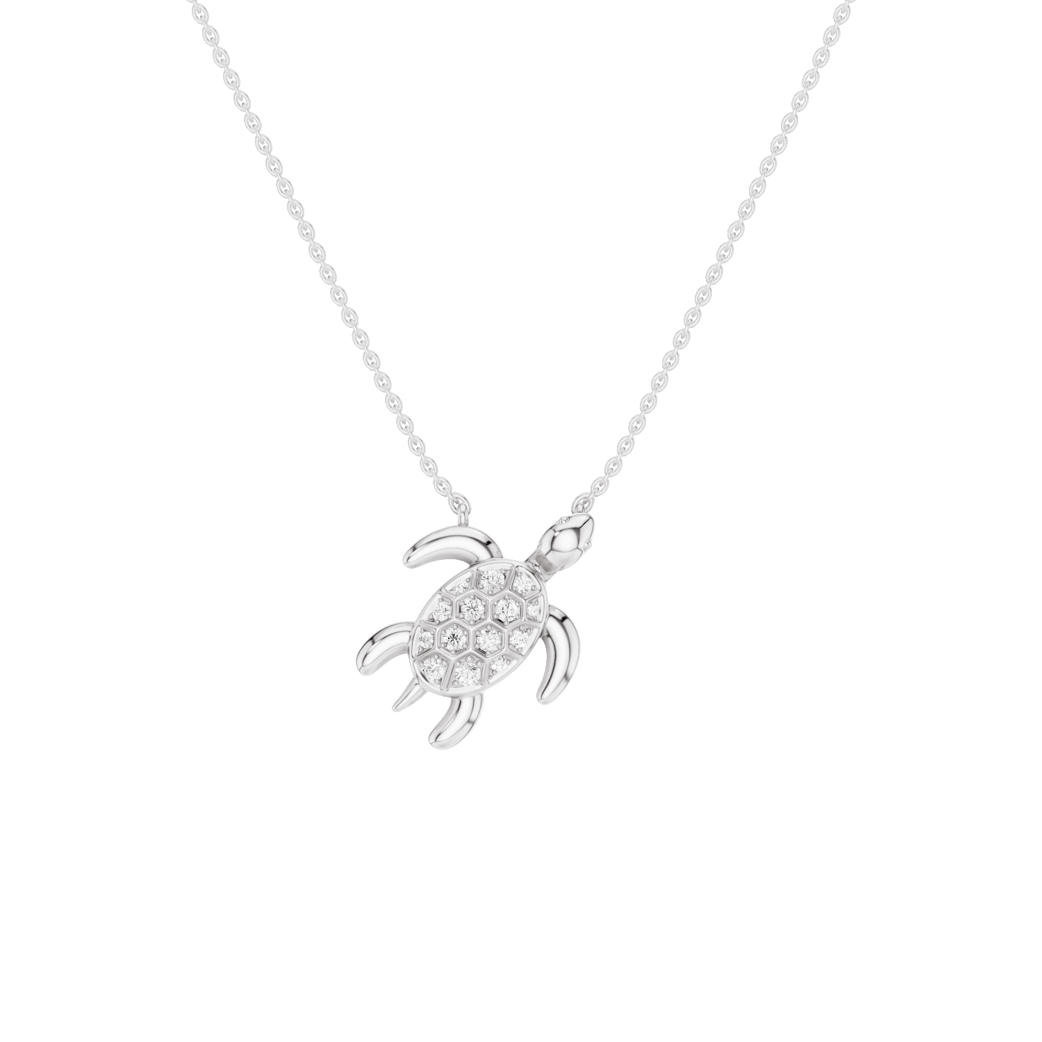 Chelone, Turtle Pendant, White Gold