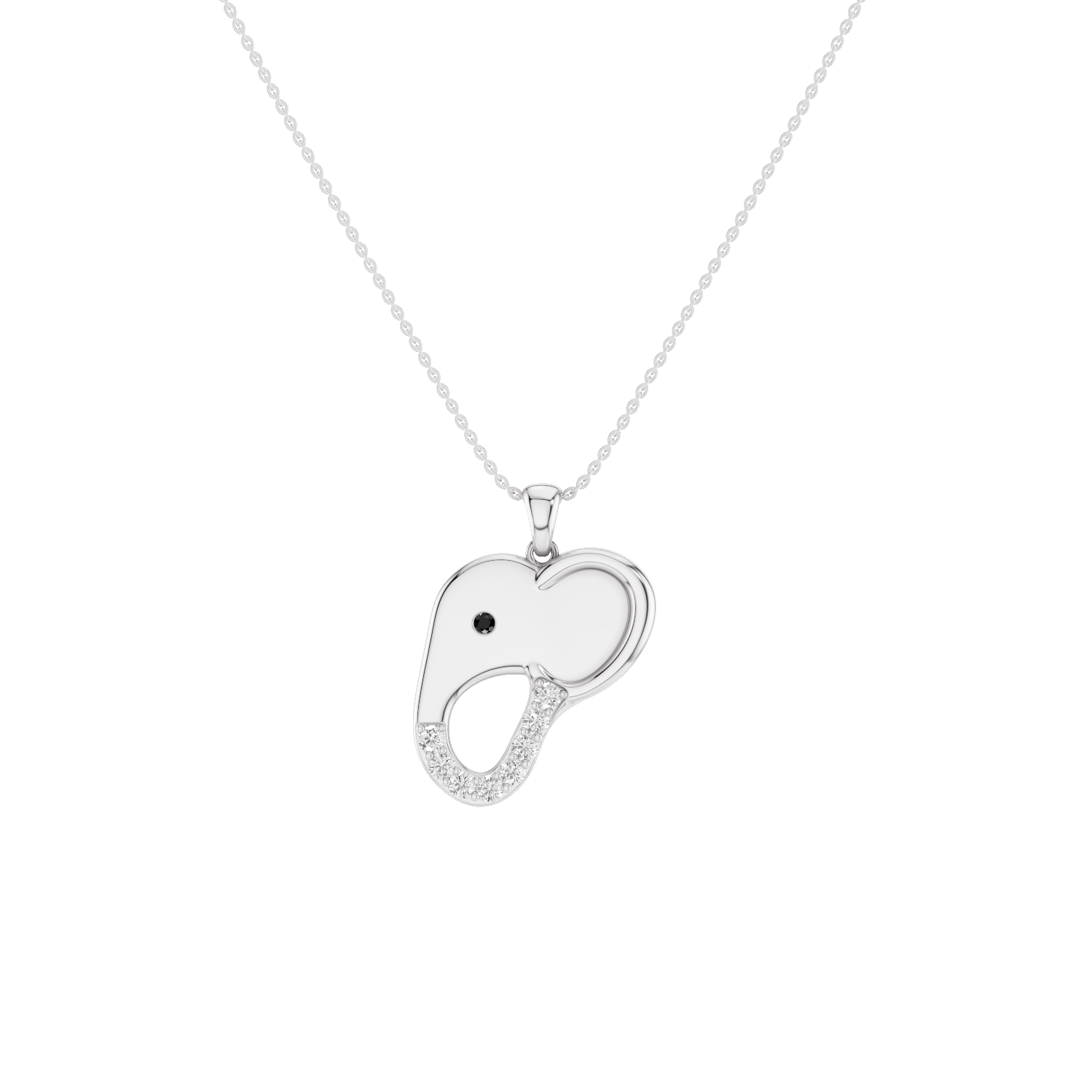 Elli, Elephant Pendant, White Gold