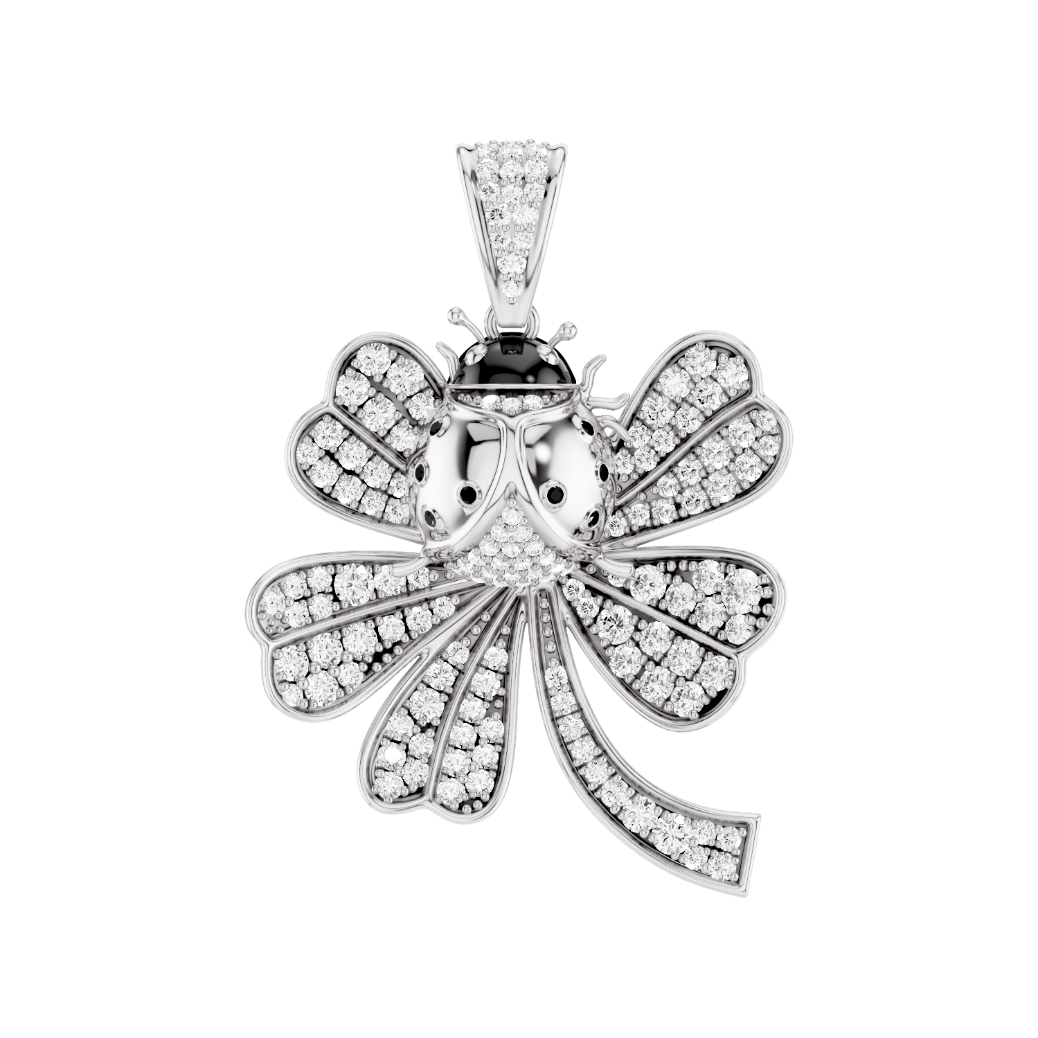 Lady Luck, Clover Leaf Pendant, White Gold