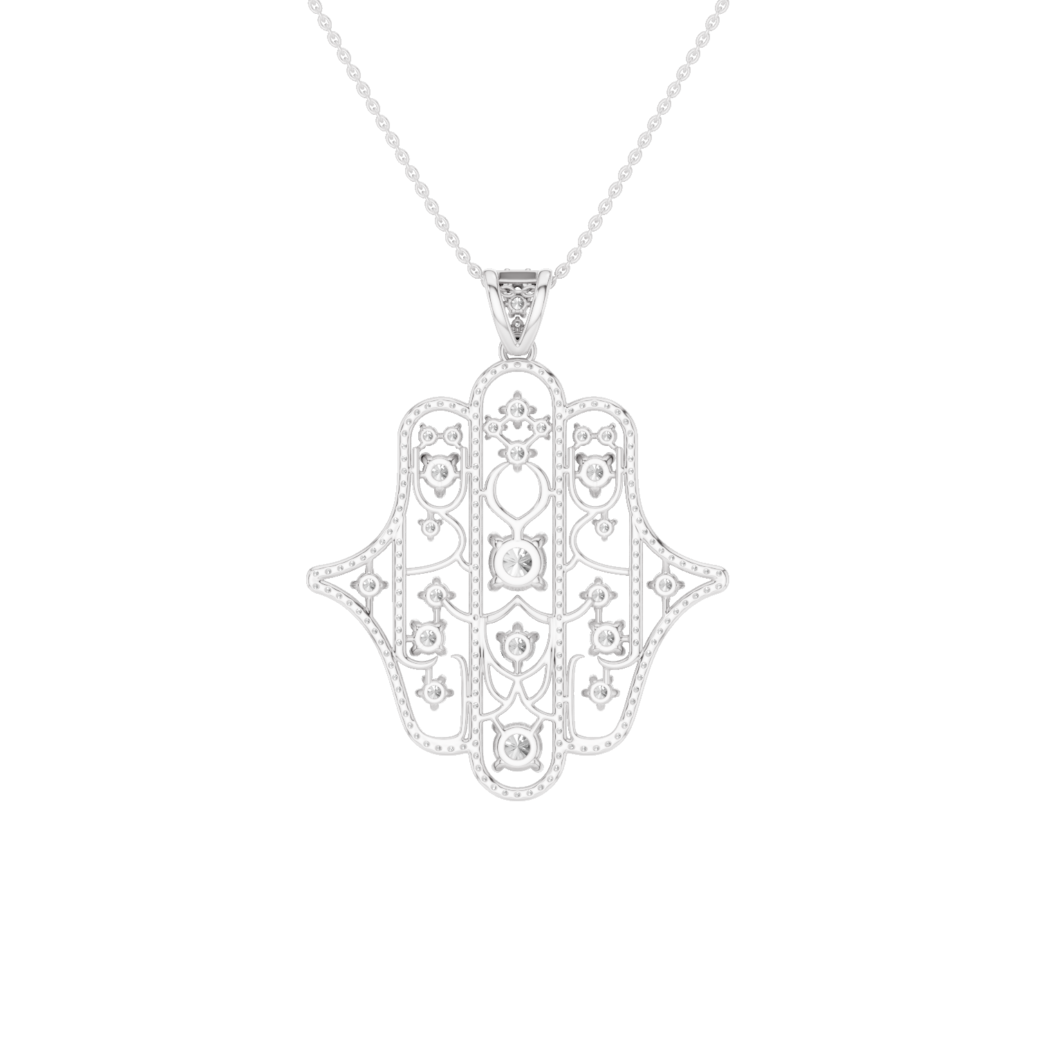 Amuletto, Hamsa Hand Pendant, White Gold