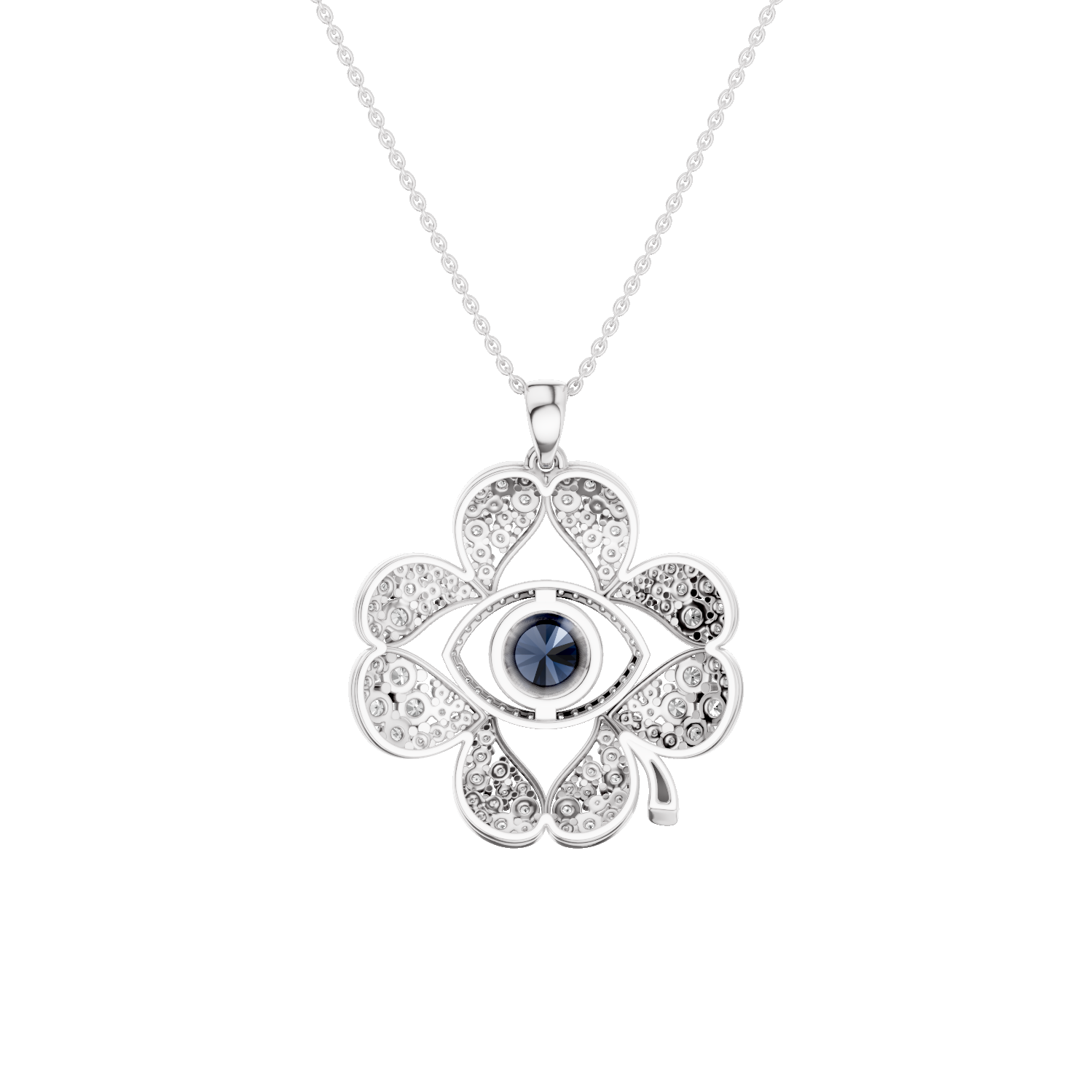 Plucky, Evil Eye Pendant, White Gold