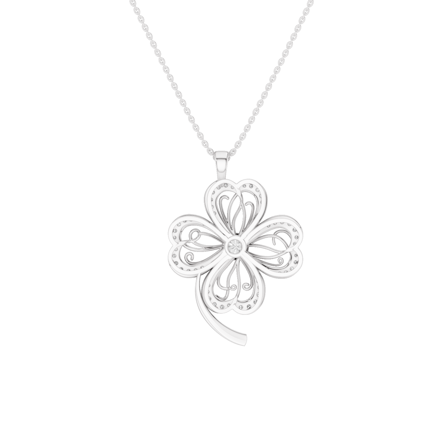Faery, Clover Leaf Pendant, White Gold