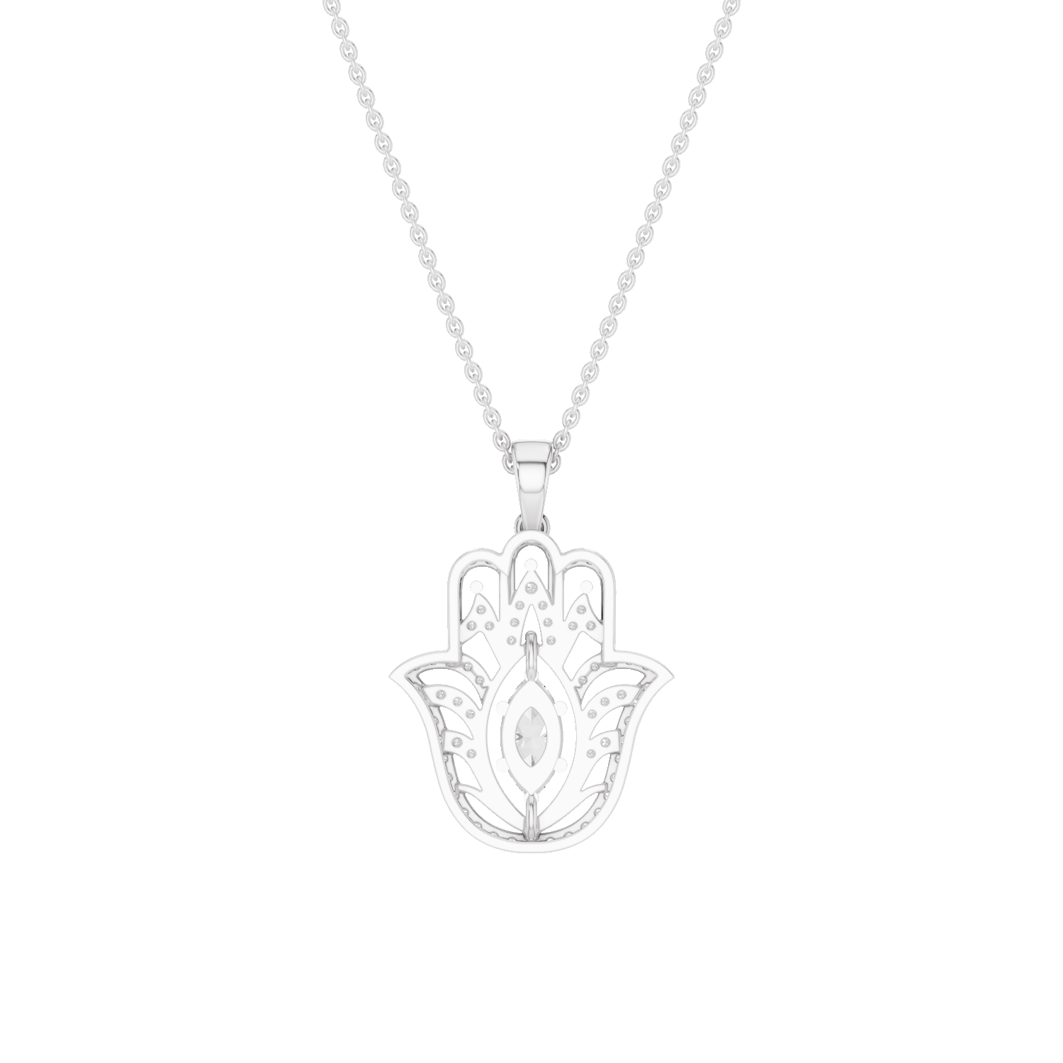 Palmara, Hamsa Hand Pendant, White Gold