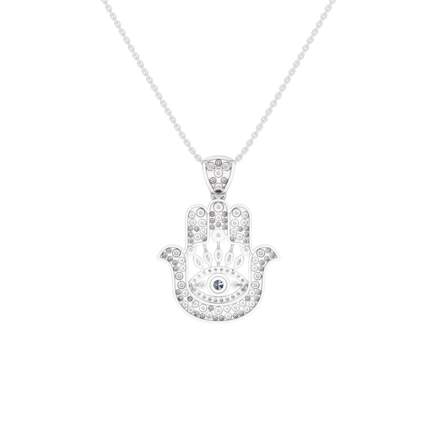 Hanzel, Hamsa Hand Pendant, White Gold