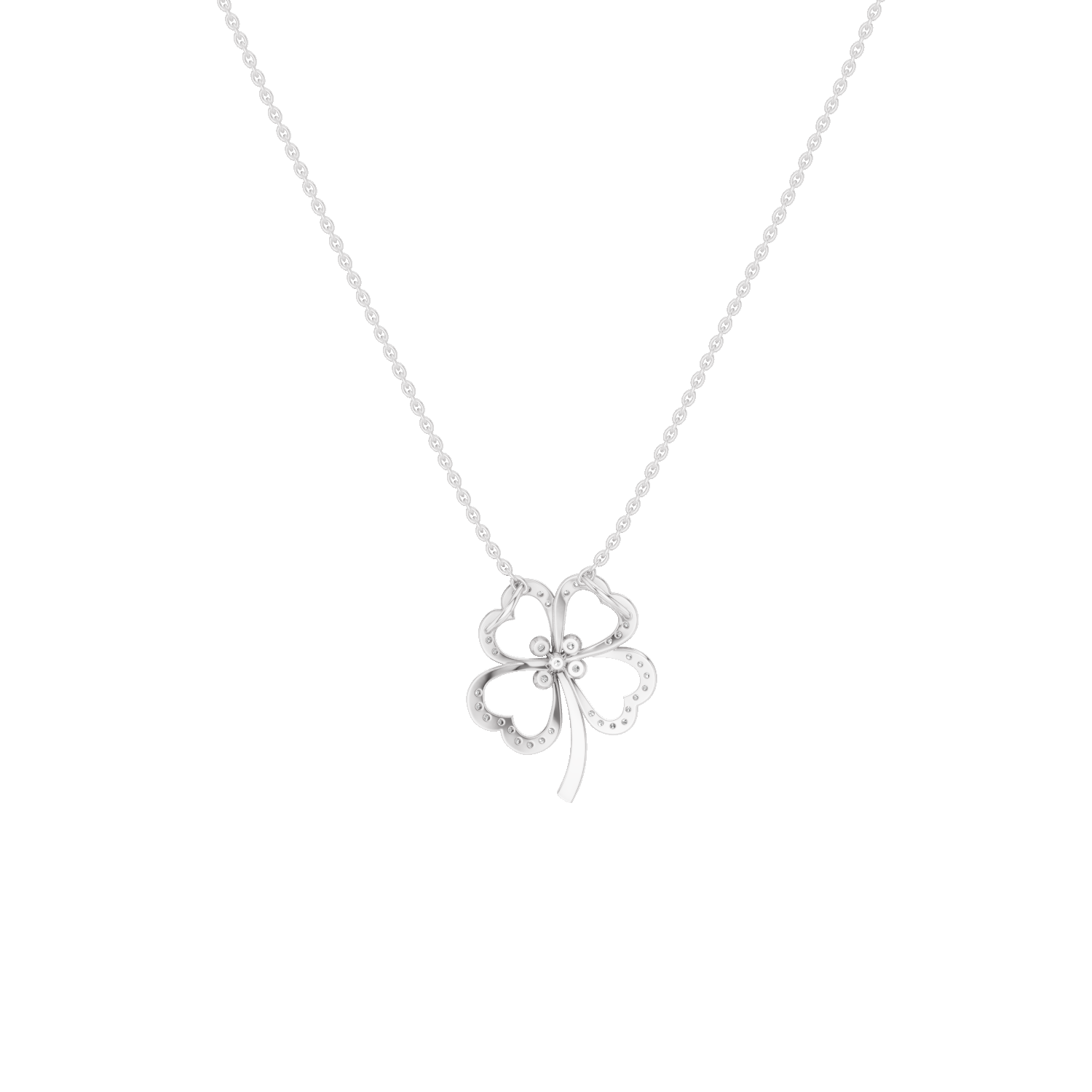 Felicia, Clover Leaf Pendant, White Gold