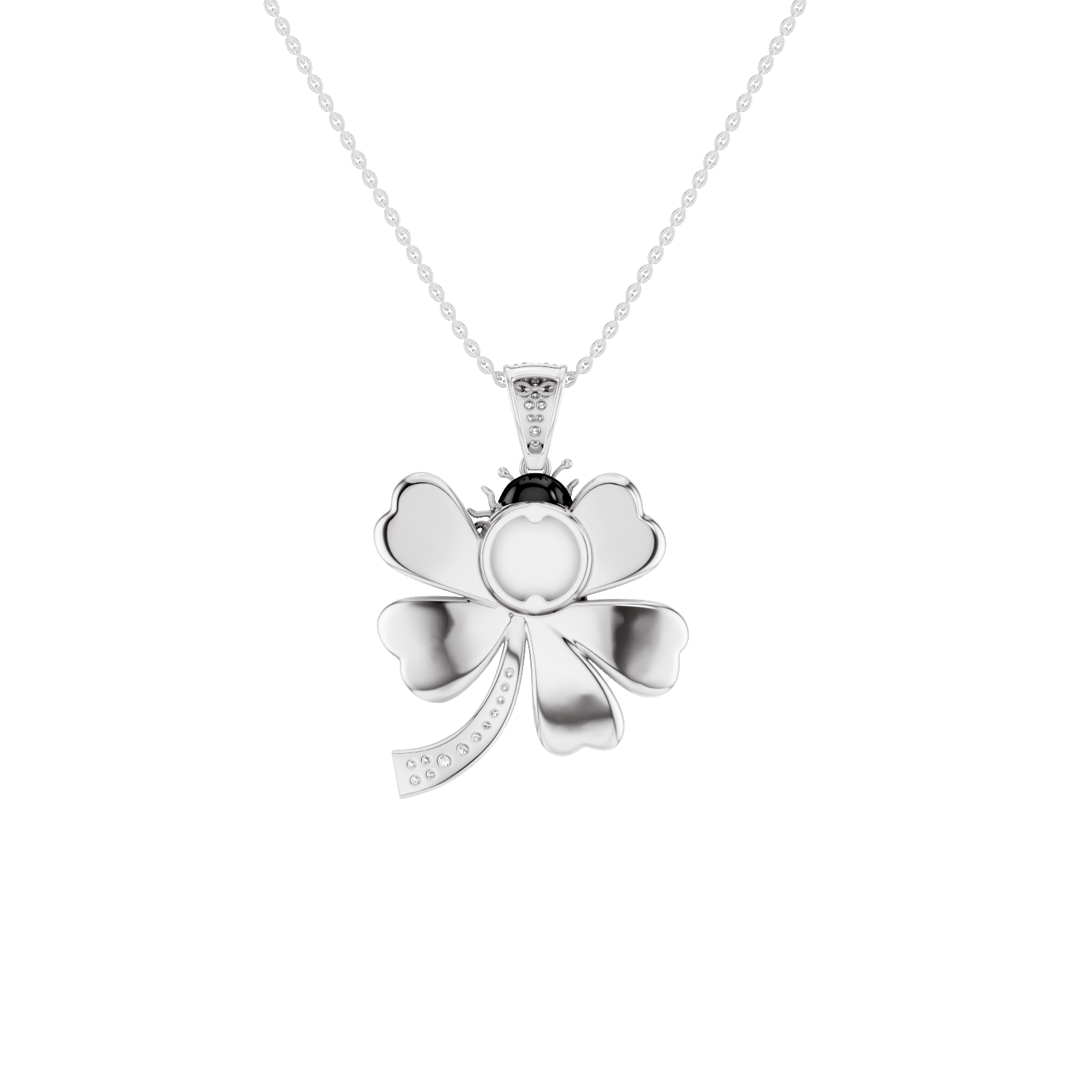 Lady Luck, Clover Leaf Pendant, White Gold