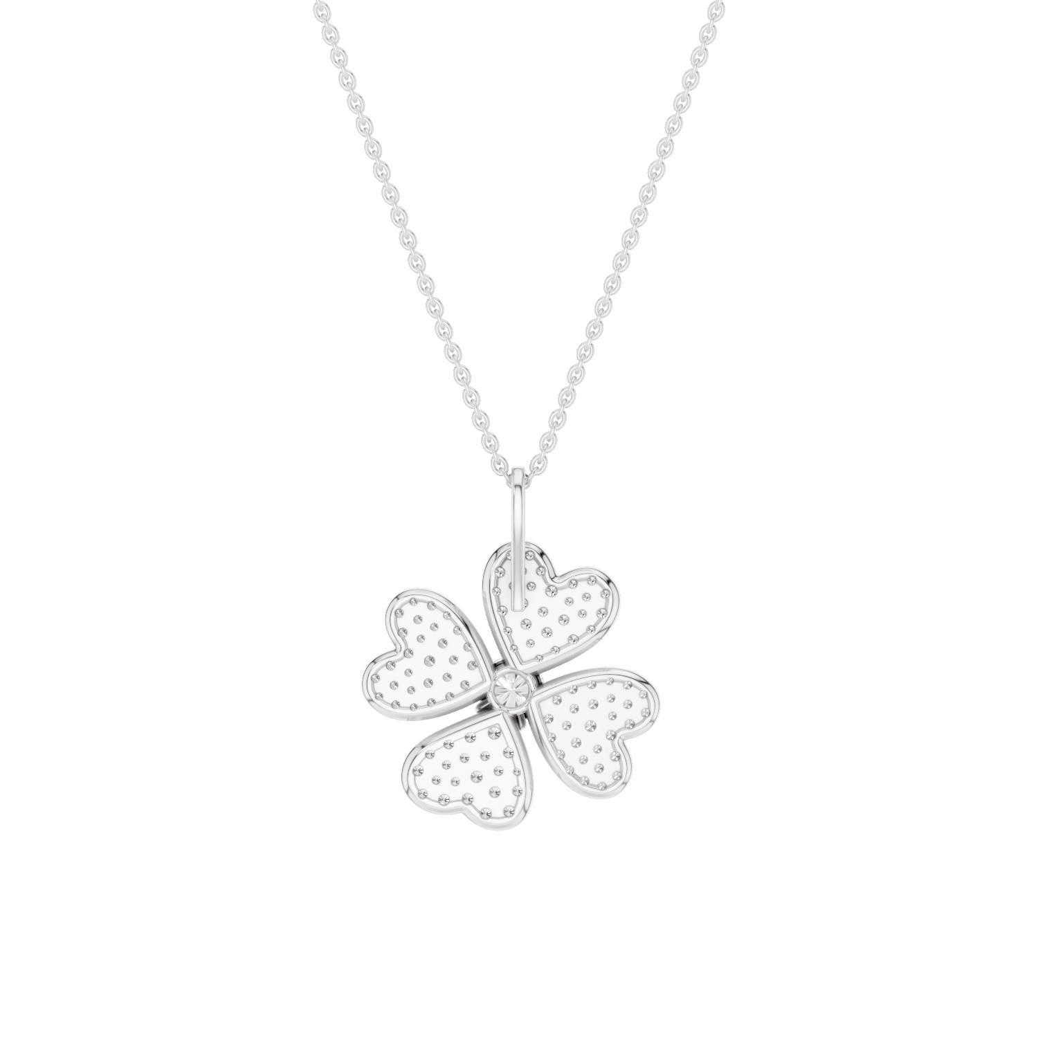 Lustre, Clover Leaf Pendant, White Gold