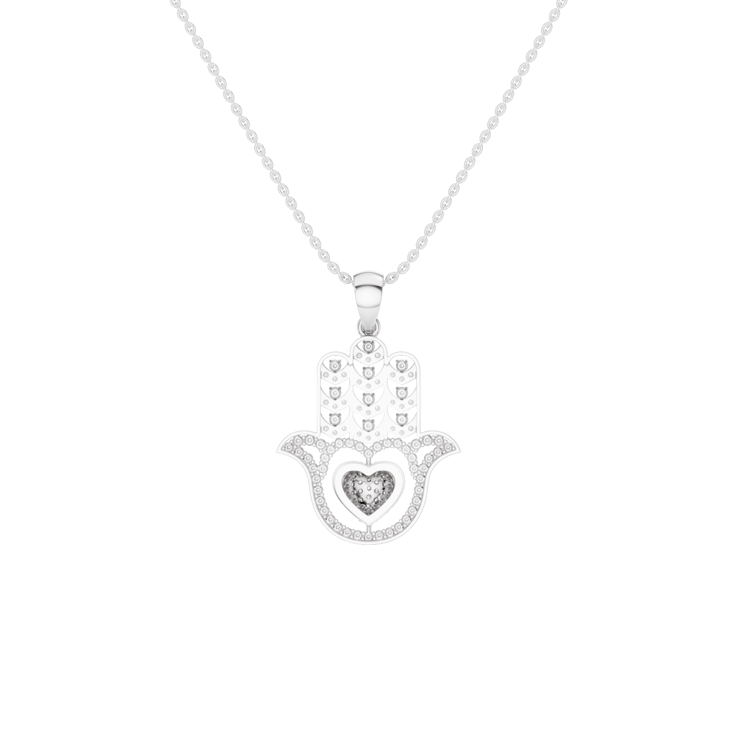 Mira, Hamsa Hand Pendant, White Gold