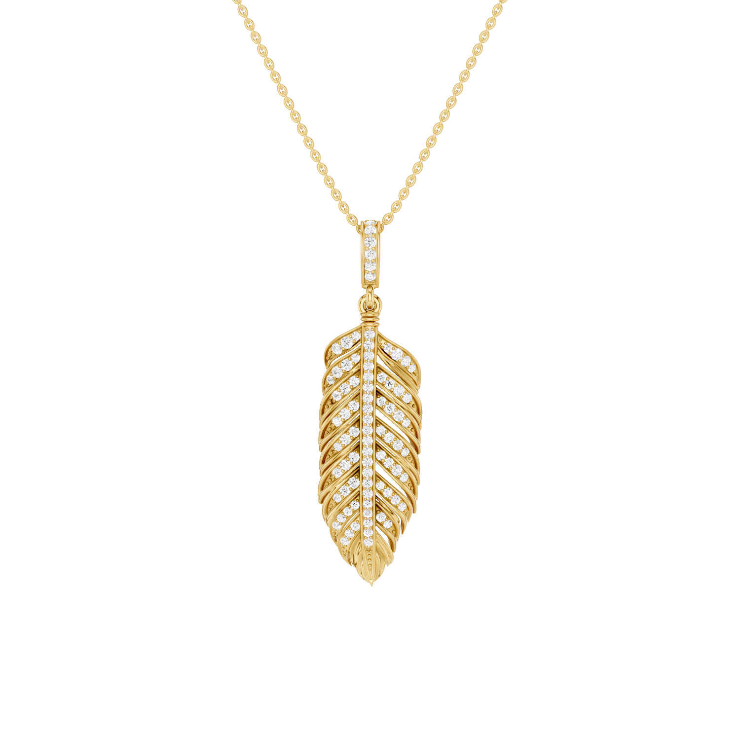 Plume, Feather Pendant, Gold
