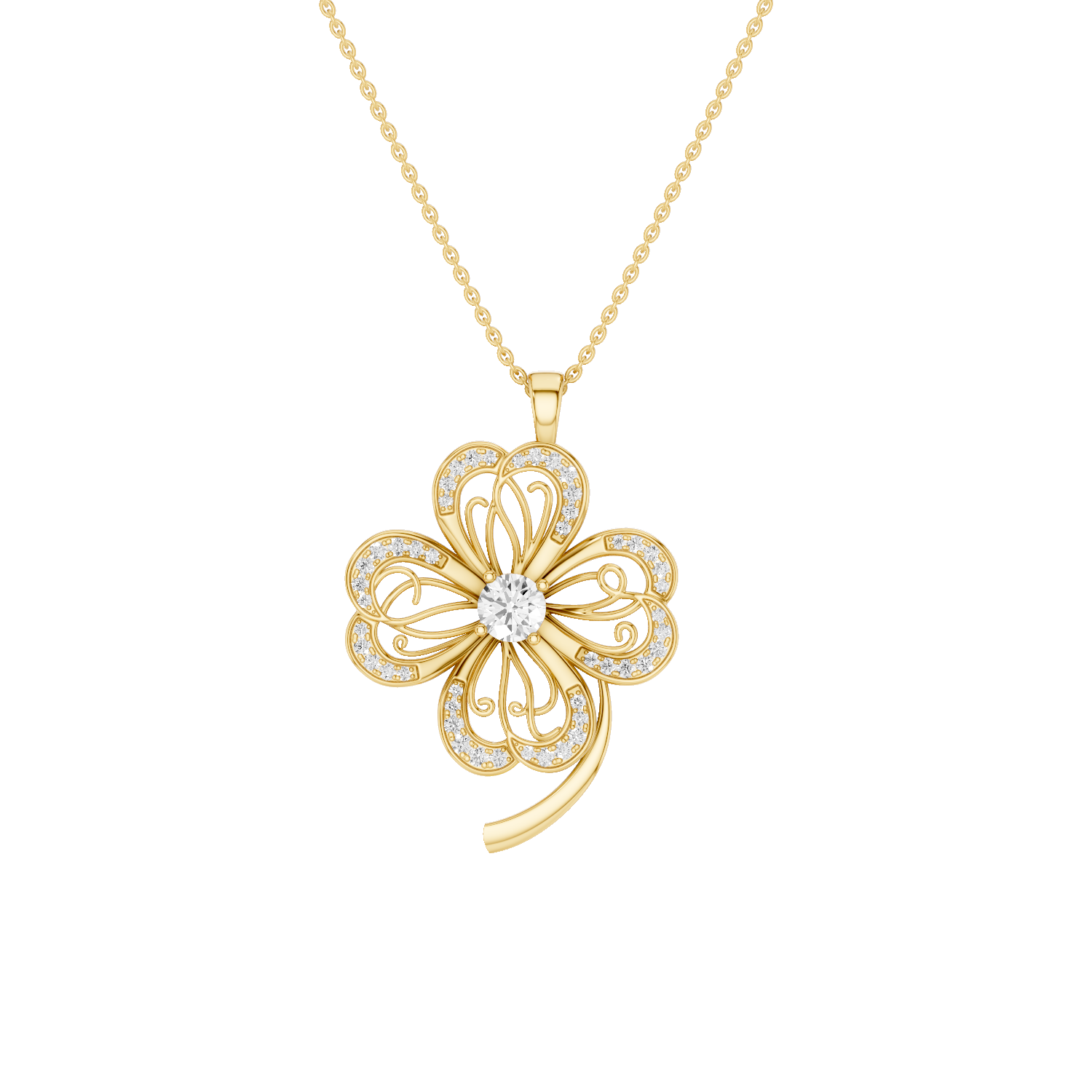 Faery, Clover Leaf Pendant, Gold