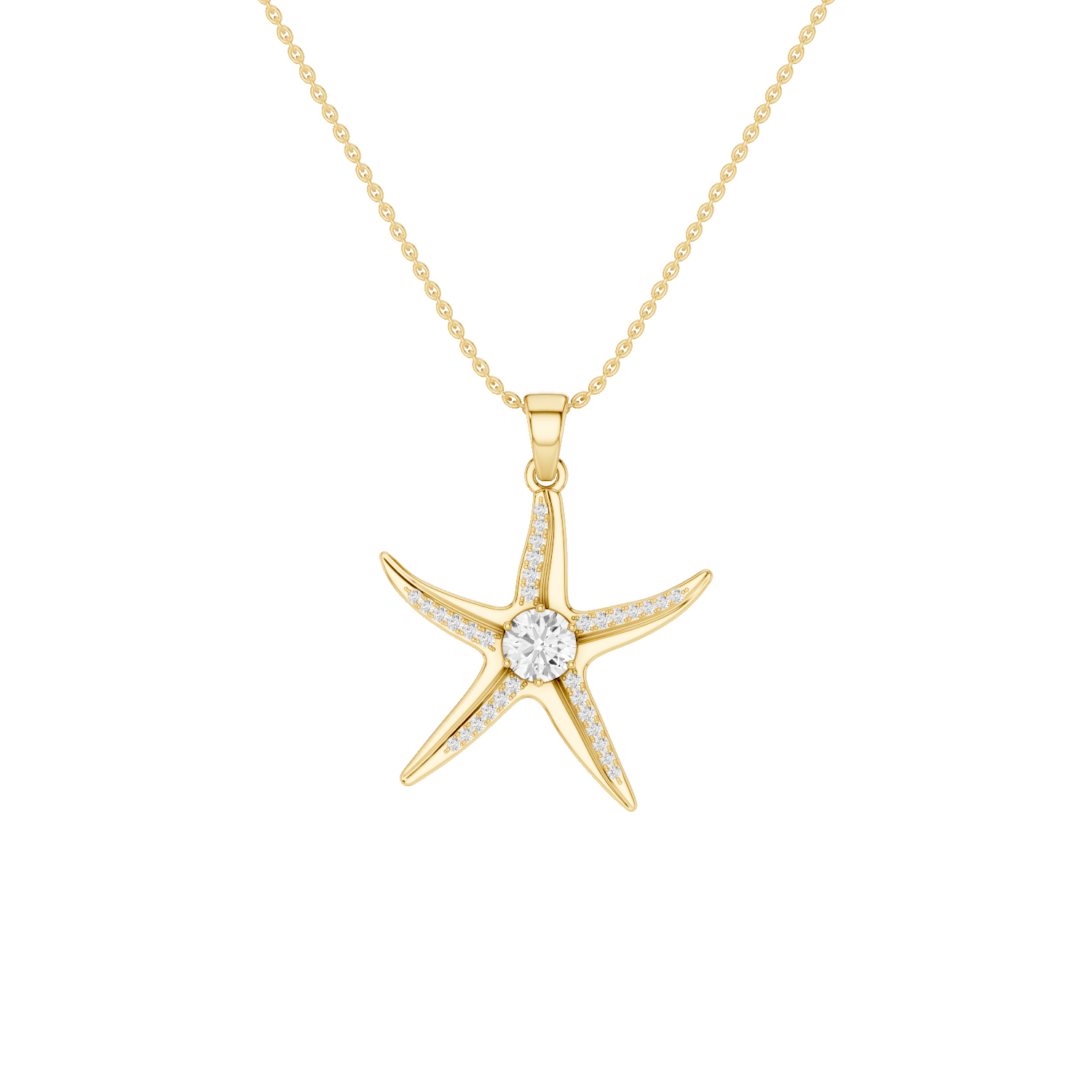 Seastar, Starfish Pendant, Gold
