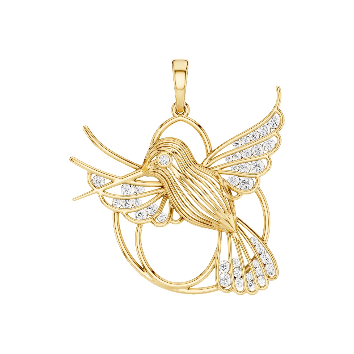 Fluttery, Hummingbird Pendant, Gold