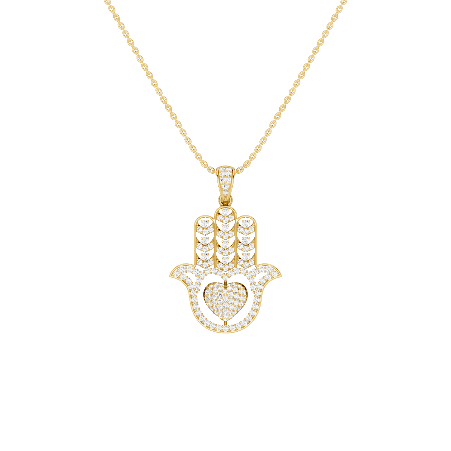 Mira, Hamsa Hand Pendant, Gold