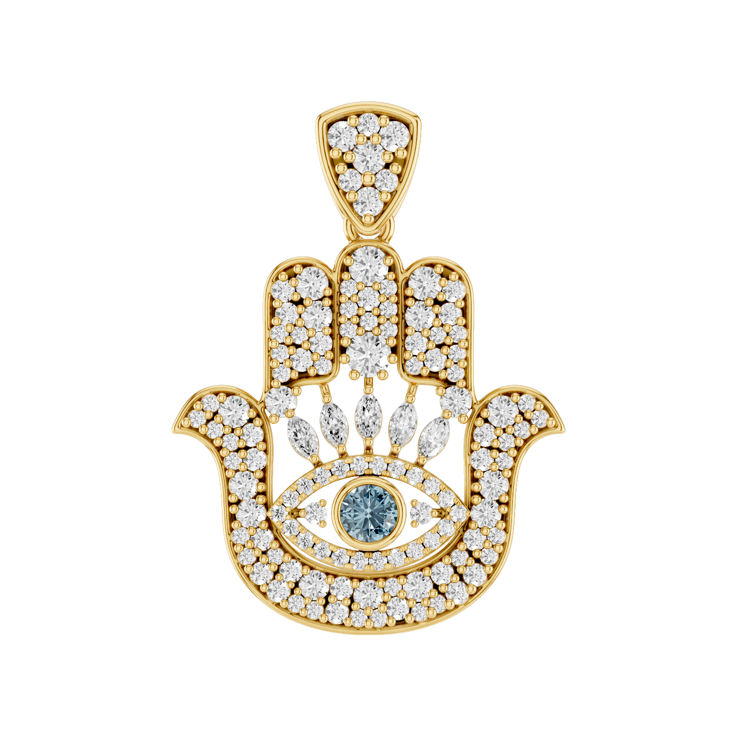 Hanzel, Hamsa Hand Pendant, Gold
