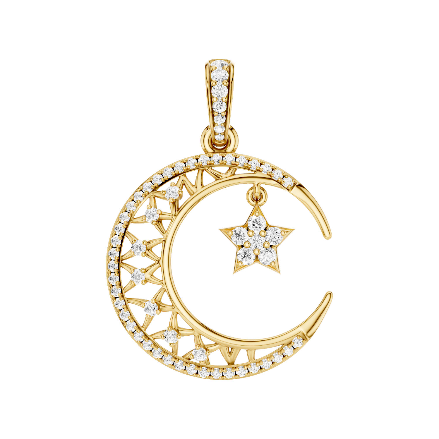 Moonveil, Moon Pendant, Gold