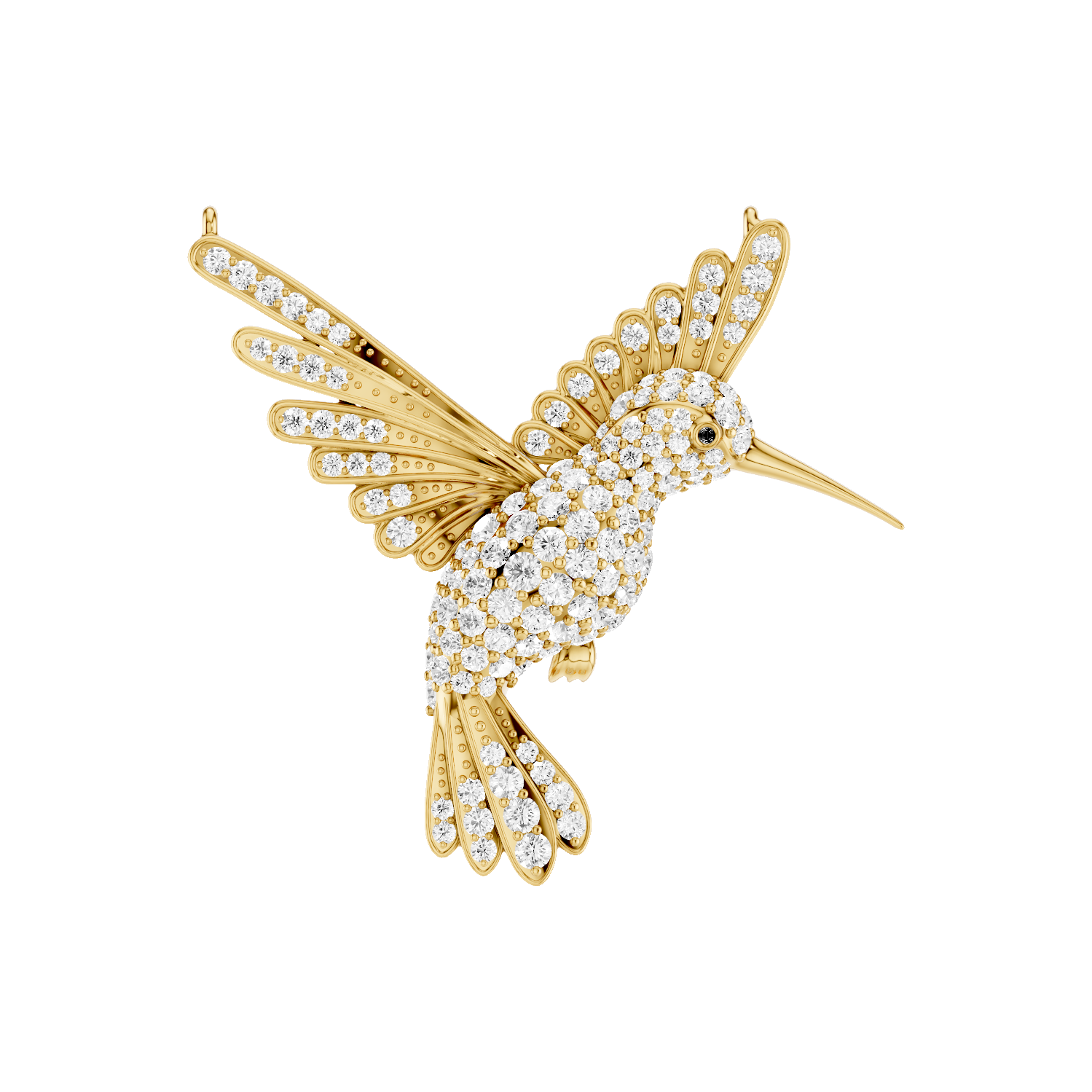 Winged Luck, Hummingbird Pendant, Gold