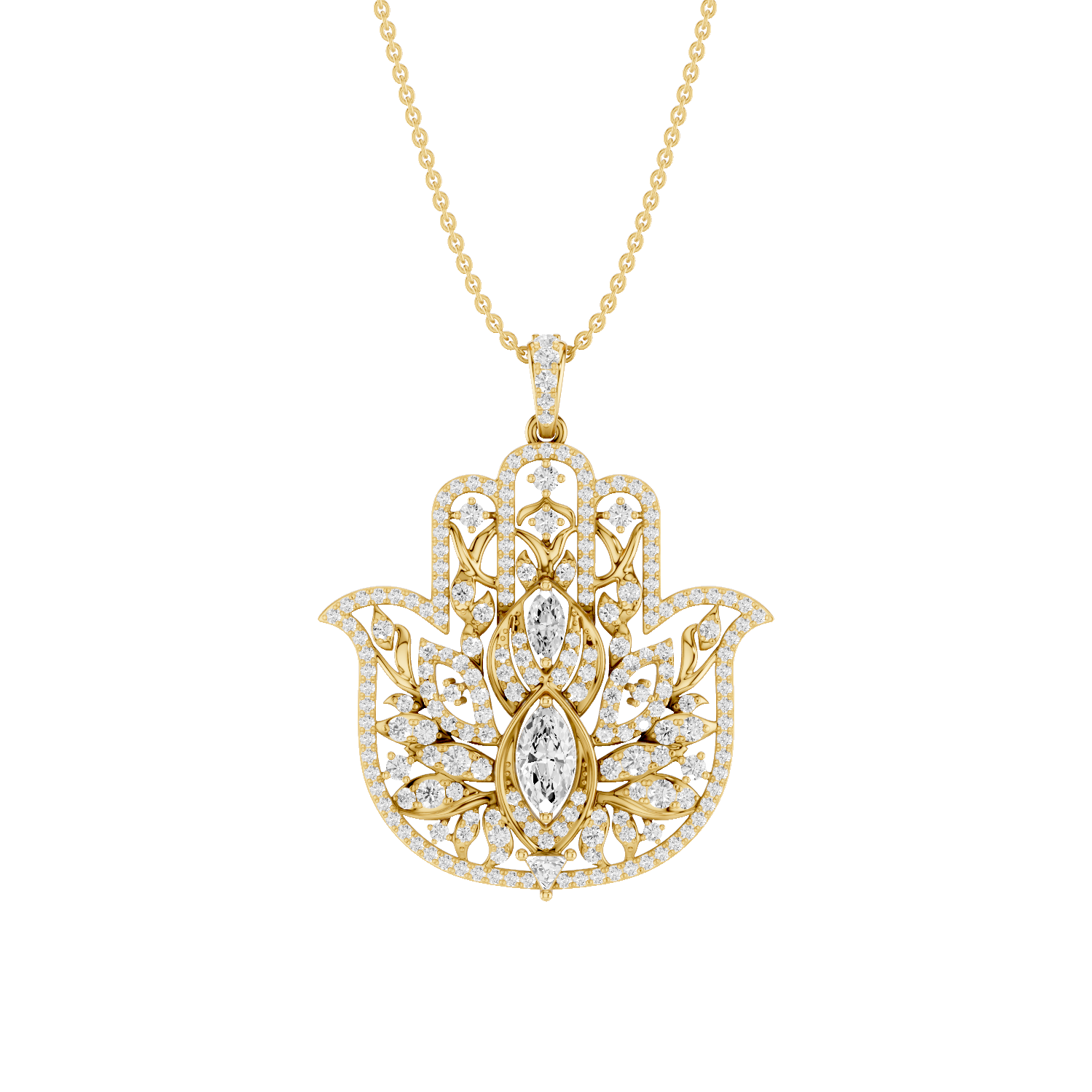 Guardian, Hamsa Hand Pendant, Gold