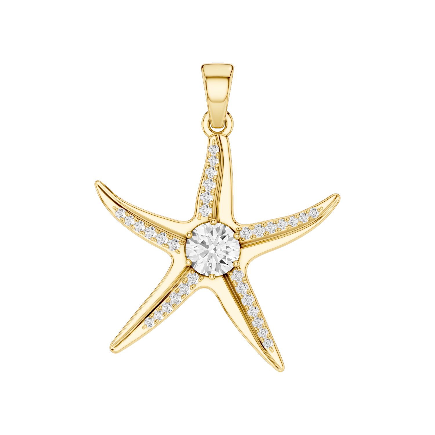 Seastar, Starfish Pendant, Gold