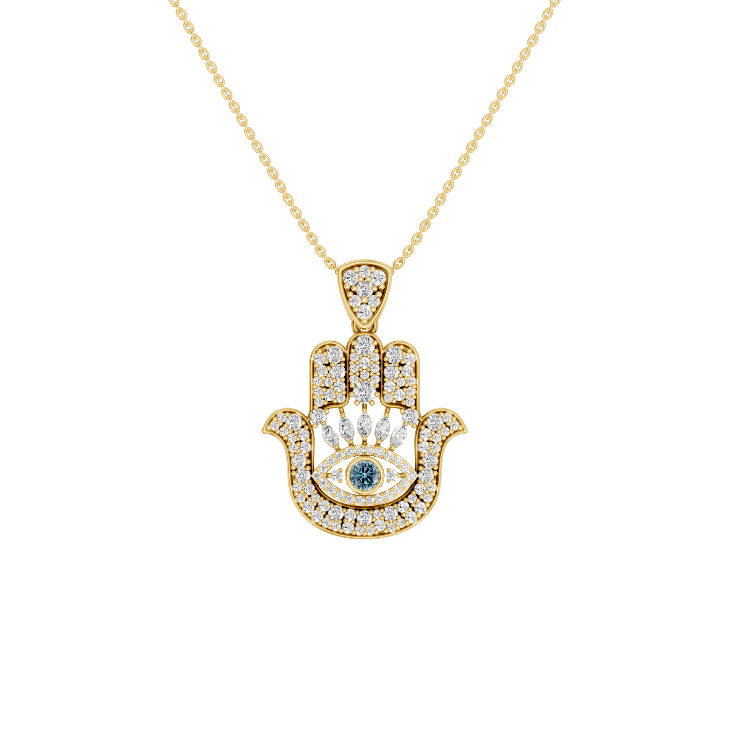 Hanzel, Hamsa Hand Pendant, Gold