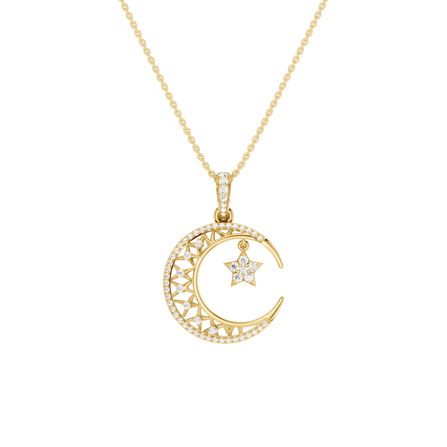 Moonveil, Moon Pendant, Gold