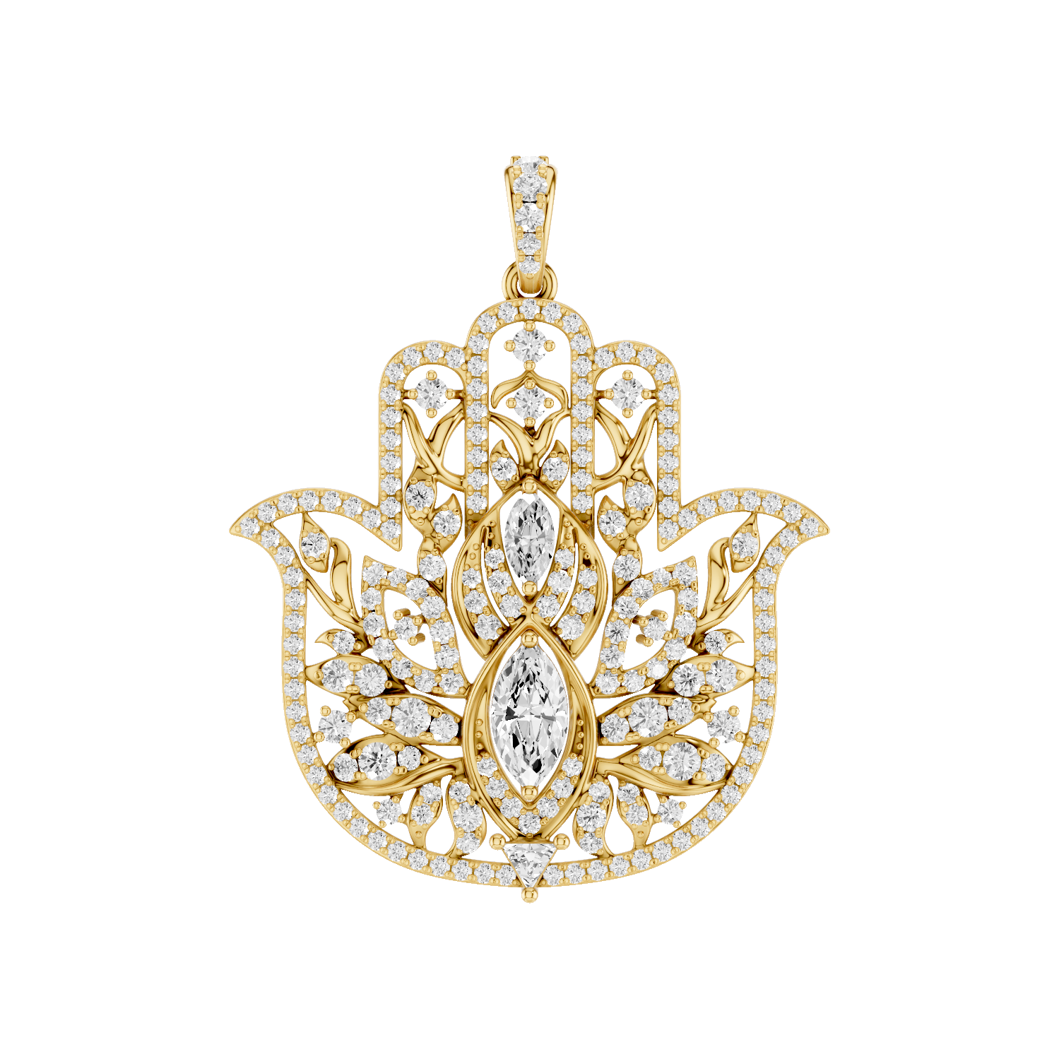 Guardian, Hamsa Hand Pendant, Gold