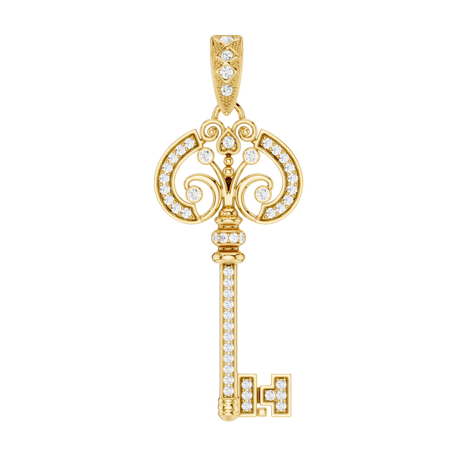 Cle Amour, Key Pendant, Gold