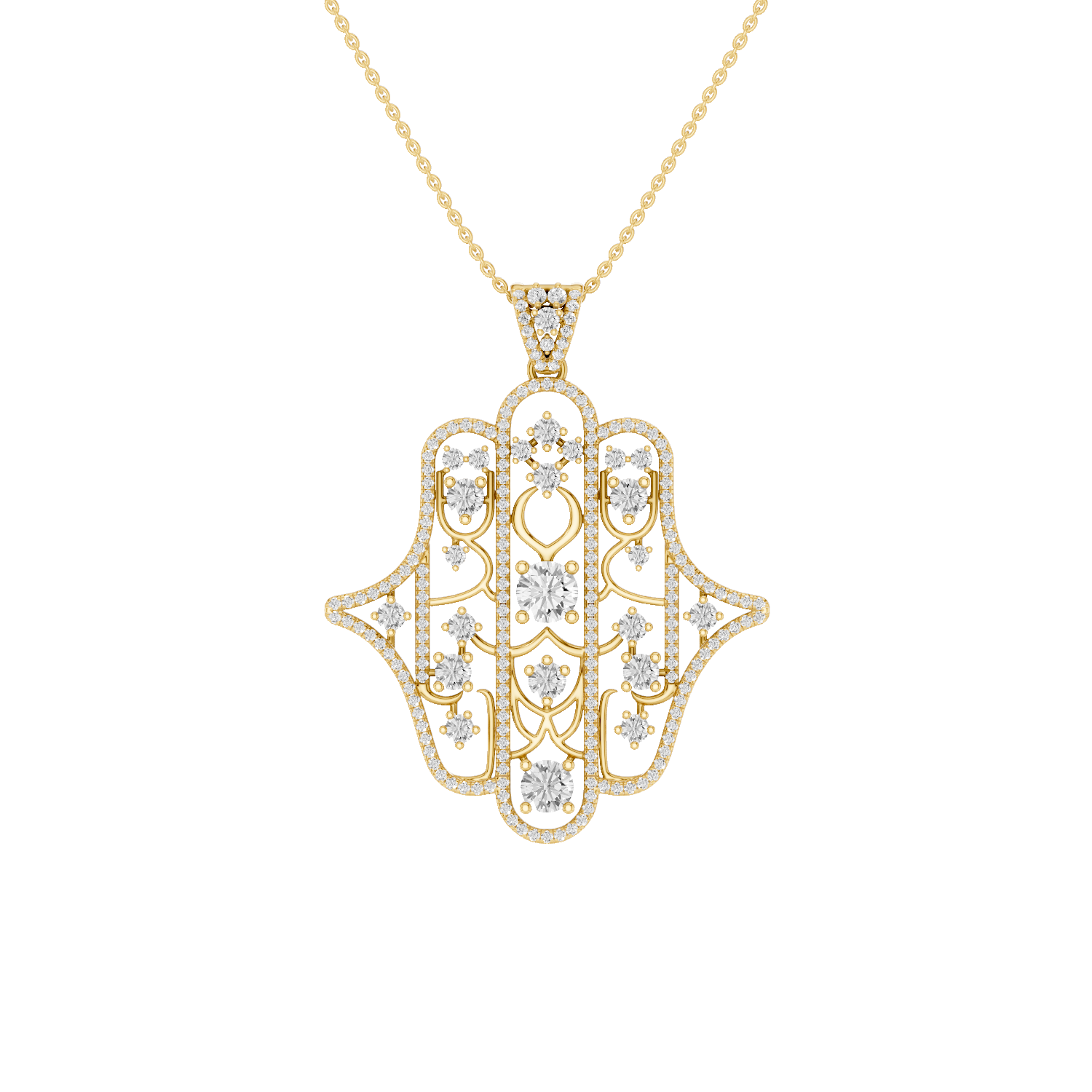 Amuletto, Hamsa Hand Pendant, Gold
