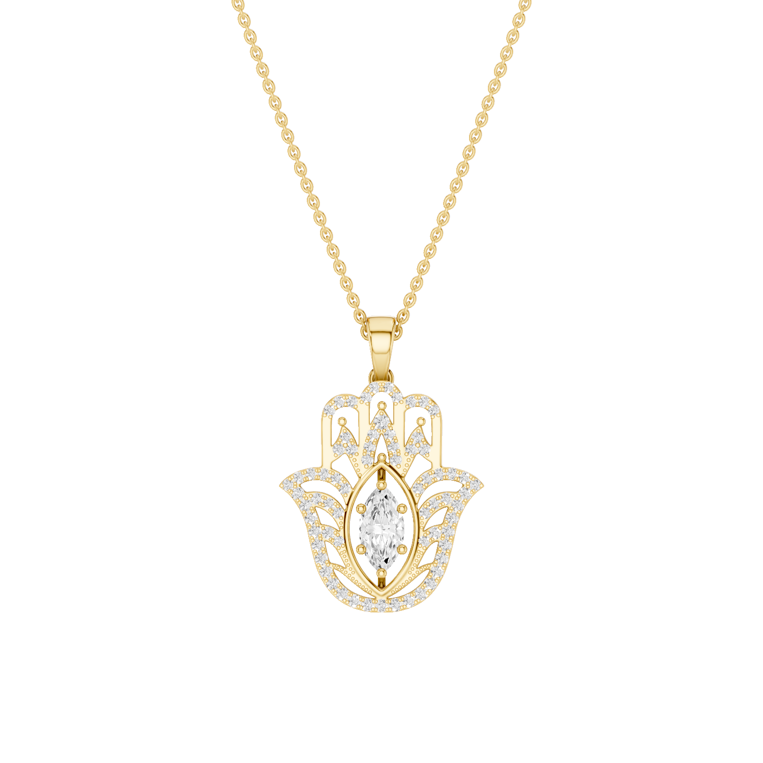 Palmara, Hamsa Hand Pendant, Gold