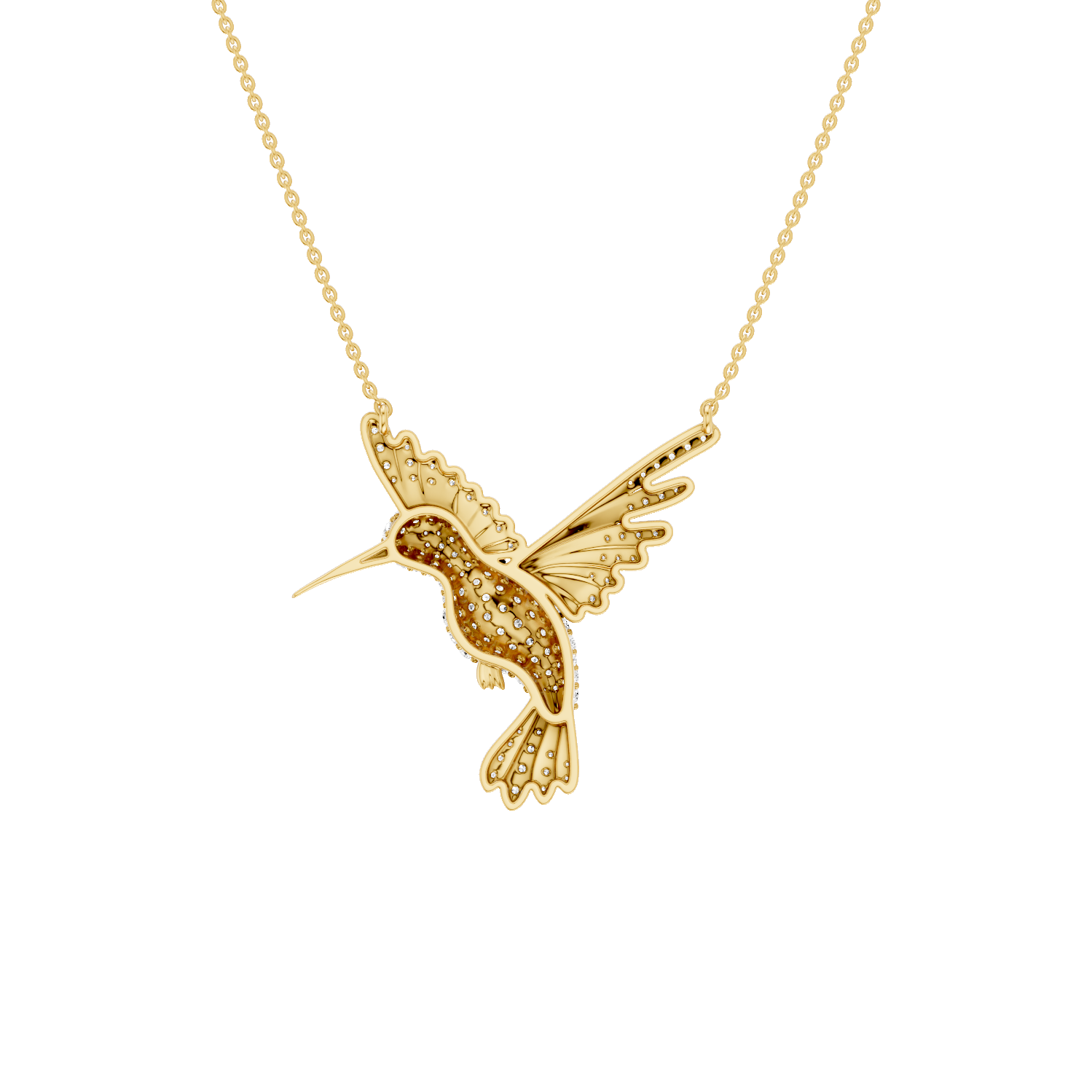 Winged Luck, Hummingbird Pendant, Gold