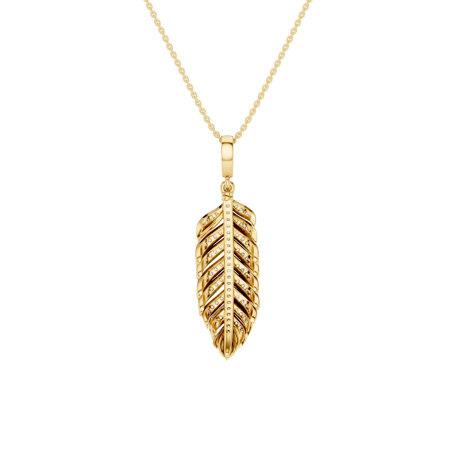 Plume, Feather Pendant, Gold