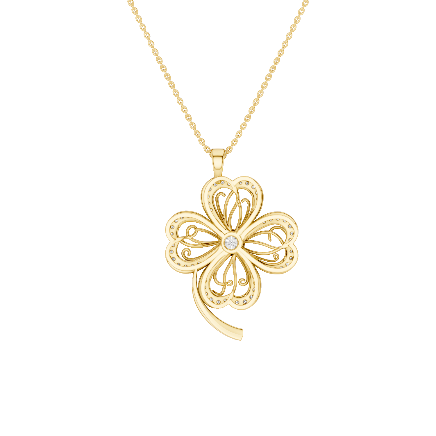 Faery, Clover Leaf Pendant, Gold